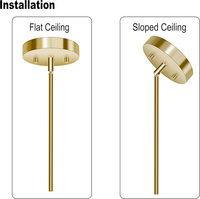 MAYOMAJO 10 Pieces 12-inch Extension Poles M10 Threaded Lighting Fixture Downrods Stems & 180 Degrees Sloped Ceiling Adapter Kits for Pendant Light, Island Lighting, Chandeliers (Brass) - Image 4
